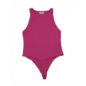 Babaton Contour Sleeveless High Neck Thong Bodysuit Hot Pink Size Large